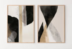 Black & Beige Minimalist Art Prints Set of 2. Abstract Poster Set. Neutral Gallery Wall. Black and White Wall Art. Contemporary Modern Art – Printable Wall Art Set (Digital Download) – Digital Download