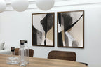 Art mural noir et beige - Ensemble de 2 impressions d’art minimaliste, ensemble d’affiches abstraites noir et blanc, galerie murale neutre, art moderne contemporain.