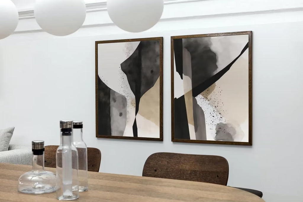 Black & Beige Wall Art. Set of 2 Minimalist Art Prints. Black and White Abstract Poster Set. Neutral Gallery Wall. Contemporary Modern Art – Printable Wall Art Set