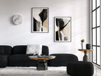 Art mural noir et beige - Ensemble de 2 impressions d’art minimaliste, ensemble d’affiches abstraites noir et blanc, galerie murale neutre, art moderne contemporain.