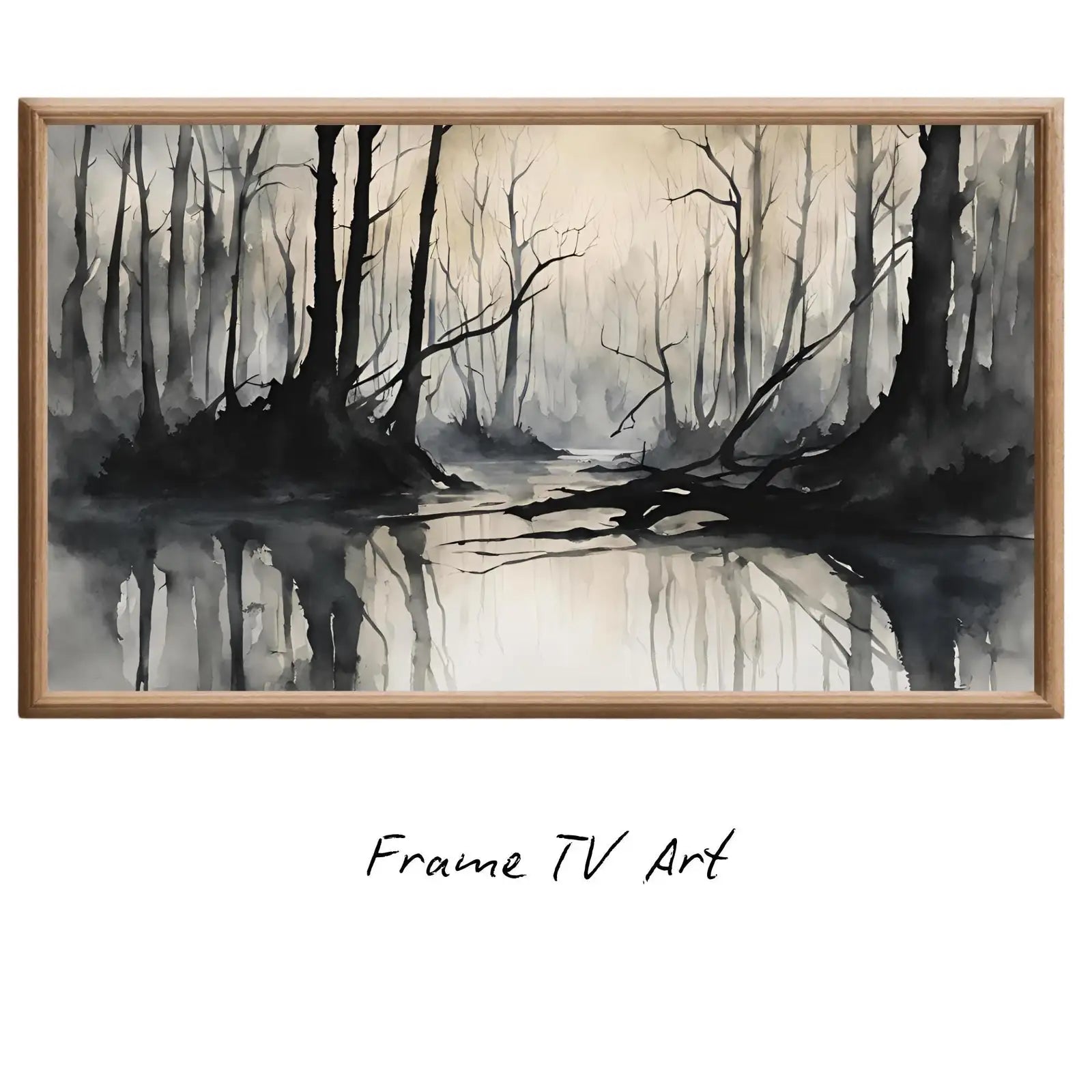 Black Grey Art for Samsung Frame TV I Dark Watercolor Minimalist Landscape I Unique Frame TV Art for Modern Decor – Frame TV Digital Download Art – Digital Download