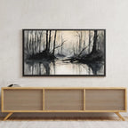 Black Grey Art for Samsung Frame TV I Dark Watercolor Minimalist Landscape I Unique Frame TV Art for Modern Decor – Frame TV Digital Download Art – Digital Download