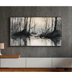 Black Grey Art for Samsung Frame TV I Dark Watercolor Minimalist Landscape I Unique Frame TV Art for Modern Decor – Frame TV Digital Download Art – Digital Download