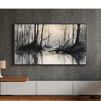 Black Grey Art for Samsung Frame TV I Dark Watercolor Minimalist Landscape I Unique Frame TV Art for Modern Decor – Frame TV  Art