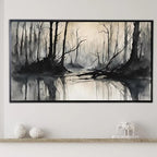 Black Grey Art for Samsung Frame TV I Dark Watercolor Minimalist Landscape I Unique Frame TV Art for Modern Decor – Frame TV  Art