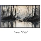 Black Grey Art for Samsung Frame TV I Dark Watercolor Minimalist Landscape I Unique Frame TV Art for Modern Decor – Frame TV Digital Download Art – Digital Download