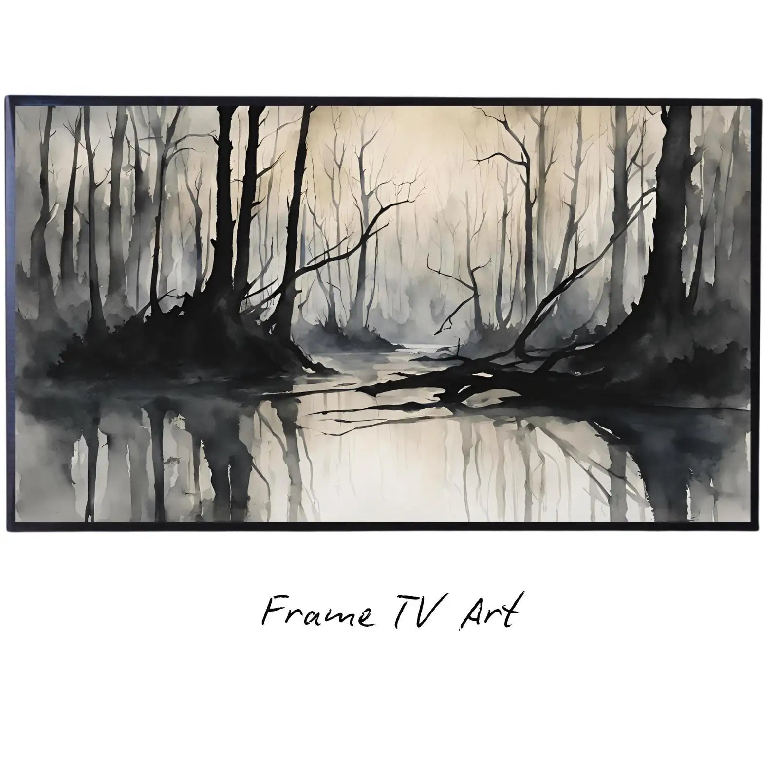 Black Grey Art for Samsung Frame TV I Dark Watercolor Minimalist Landscape I Unique Frame TV Art for Modern Decor – Frame TV Digital Download Art – Digital Download