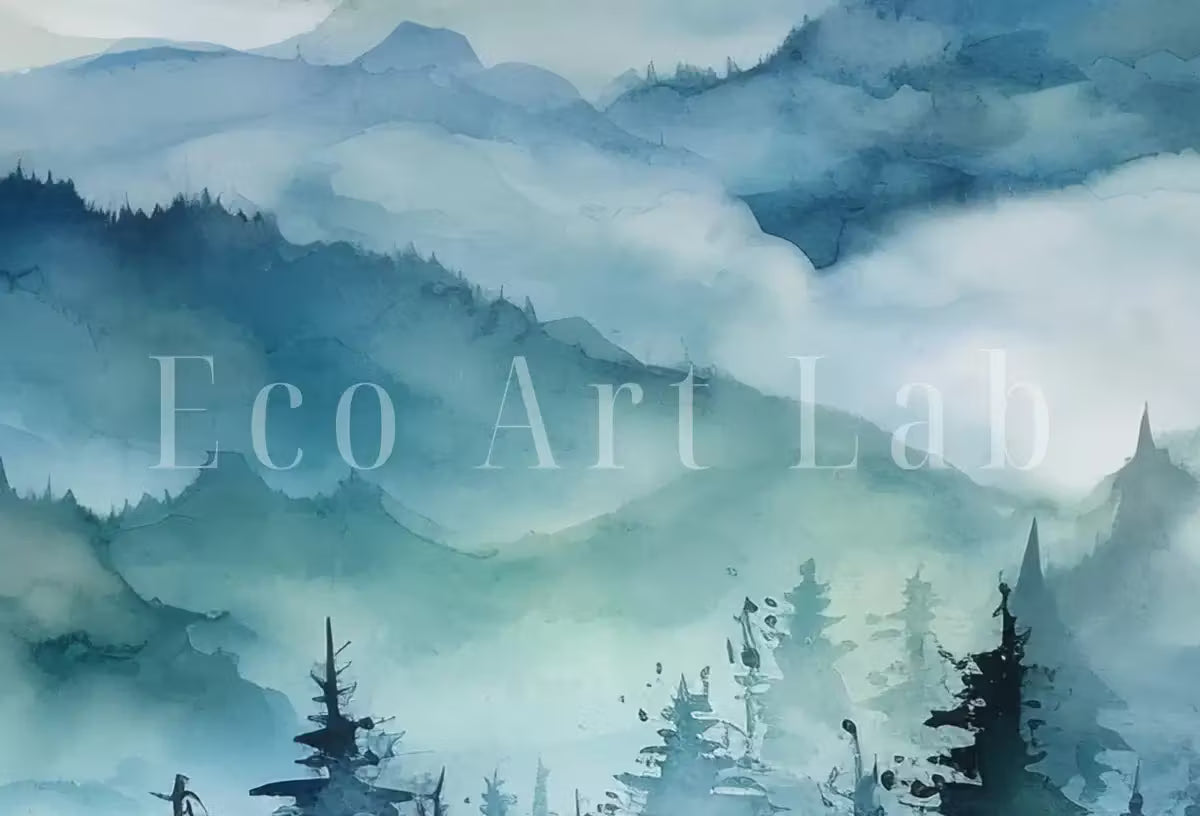 Blue Abstract Mountain 3 Piece Wall Art | Watercolor Mountain Landscape | Nature Print Set | Modern Minimal Decor | Pine Forest Wall Art – Printable Wall Art Set