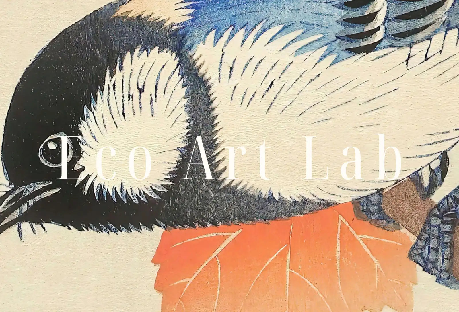 Detail view of artwork from Blue Bird on Branch Vintage Japanese Painting. Japanese Wall Art Printable Poster. 20th Century Japanese Vintage Wall Art, Bird Asian Art. (variation 1)