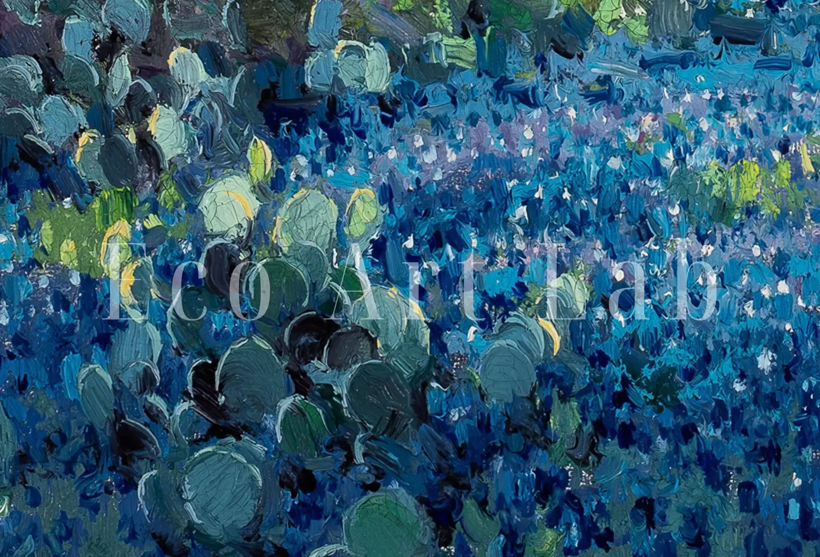 Second included artwork preview from Blue Bonnets at Late Afternoon. Printable Spring Meadow Landscape Painting. Vintage Landscape Print Texas Bluebonnets Painting. Flower Field featuring various scenes.