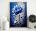 Framed view of Blue Flower Print. Abstract Flower Printable Wall Art. Texture Modern Flower Painting. Textured Blue Floral Wall Decor. Instant Download – printable wall art digital download.
