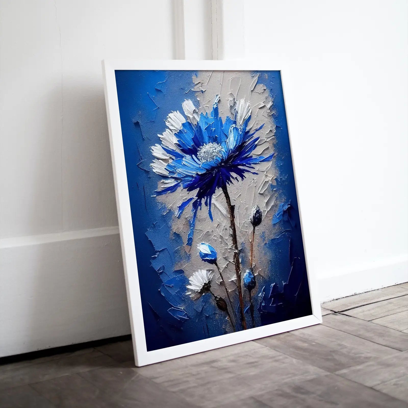 Second included artwork preview from Blue Flower Print. Abstract Flower Printable Wall Art. Texture Modern Flower Painting. Textured Blue Floral Wall Decor. Instant Download featuring various scenes.