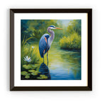 Blue Heron Printable Art. Lotus Flower Digital Print. Modern Tropical Wildlife Wall Decor – Printable Wall Art Digital Download – Digital Download