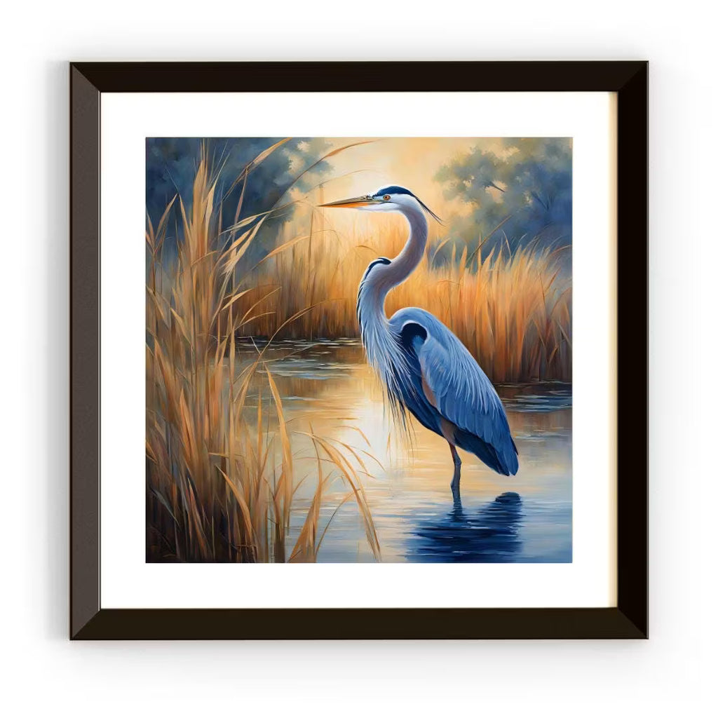 Blue Heron Tropical Bird Printable Art. Modern Square Wall Decor for Home. Unique  Nature Print – Printable Wall Art