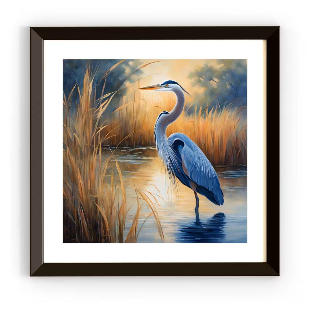 Blue Heron Tropical Bird Printable Art. Modern Square Wall Decor for Home. Unique  Nature Print – Printable Wall Art