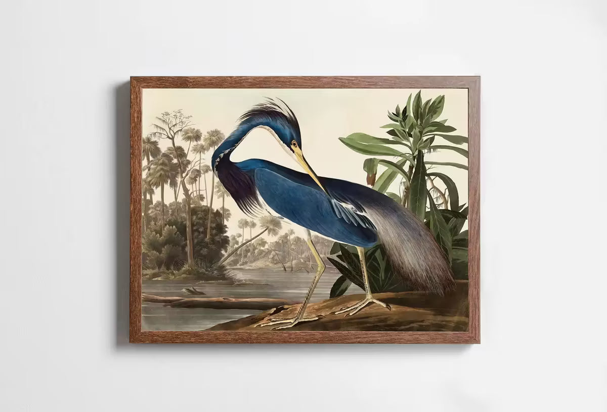 Blue Heron Vintage Tropical Bird Printable Wall Art. Wildlife Nature Colorful Tropical Decor. Instant Download. Bird Poster Art Print – Printable Wall Art