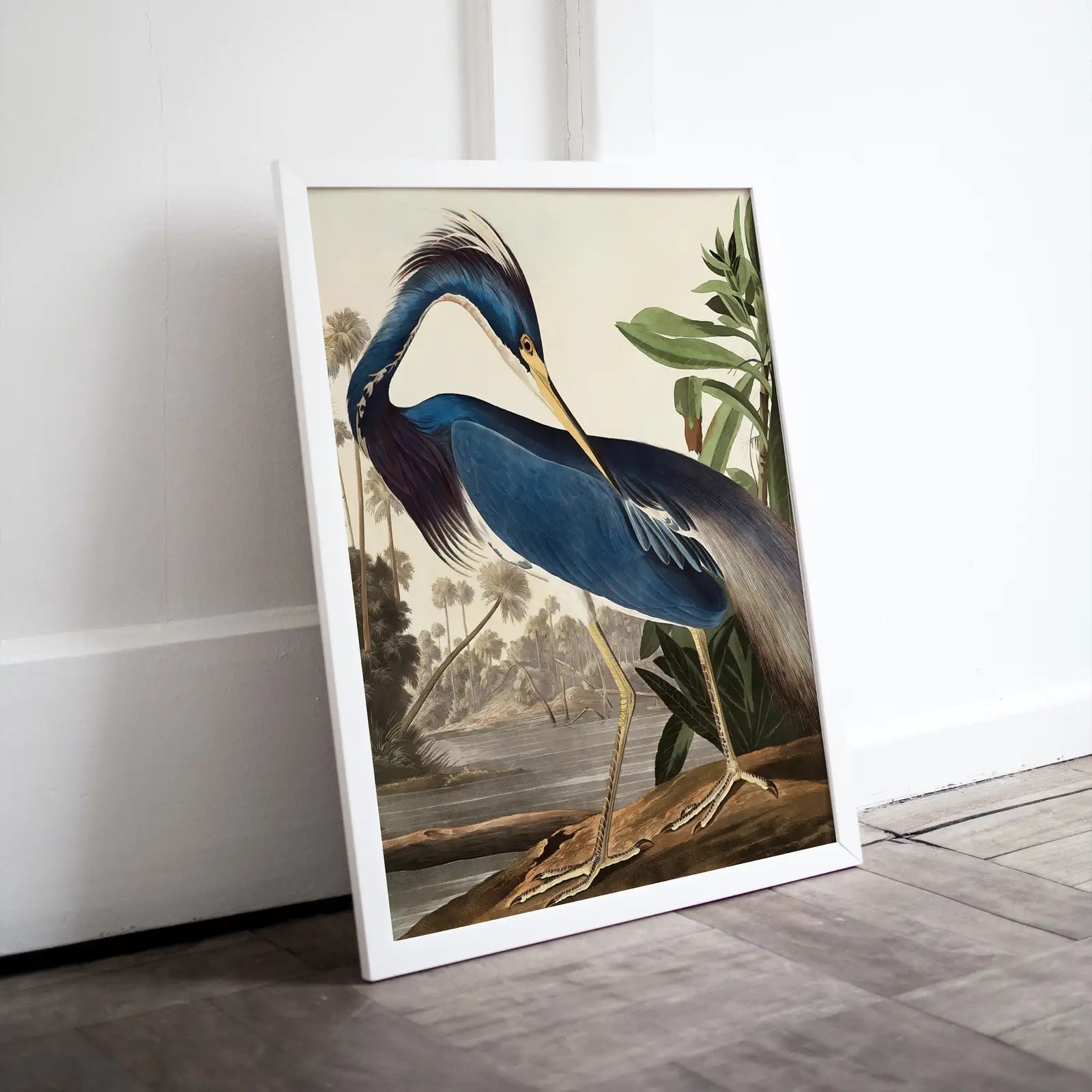 Included artwork preview showing first selection of artworks from Blue Heron Vintage Tropical Bird Printable Wall Art. Wildlife Nature Colorful Tropical Decor. Instant Download Bird Poster Vertical Print.