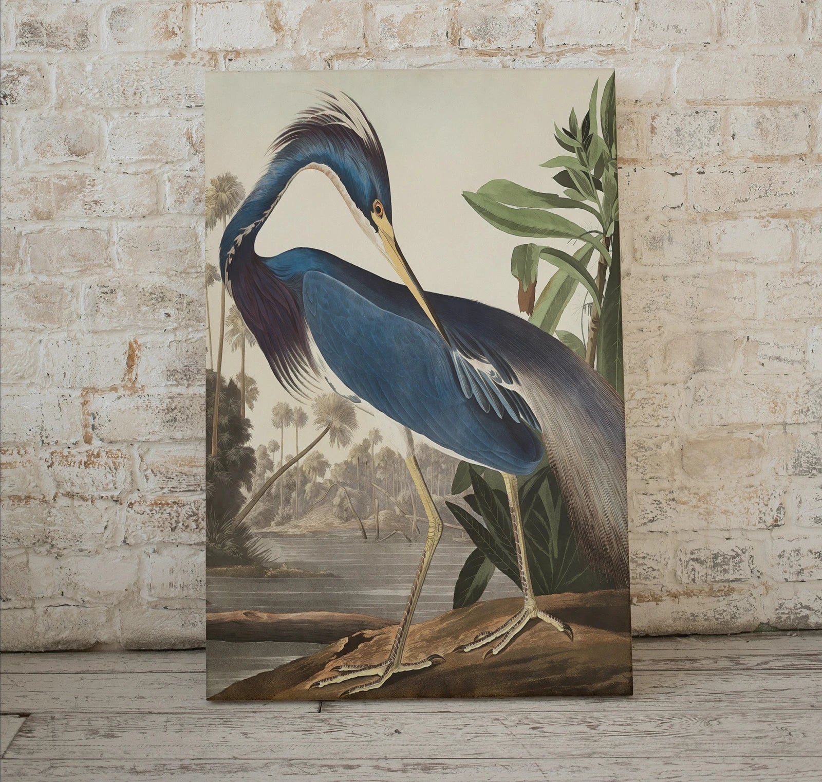 Second included artwork preview from Blue Heron Vintage Tropical Bird Printable Wall Art. Wildlife Nature Colorful Tropical Decor. Instant Download Bird Poster Vertical Print featuring various scenes.
