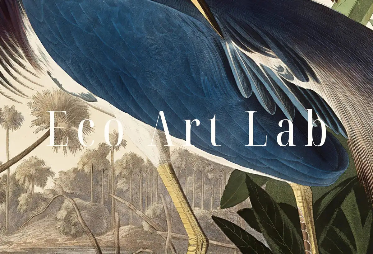 Detail view of artwork from Blue Heron Vintage Tropical Bird Printable Wall Art. Wildlife Nature Colorful Tropical Decor. Instant Download Bird Poster Vertical Print. (variation 2)