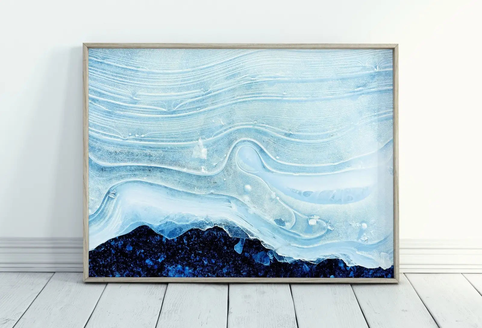 Included artwork preview showing first selection of artworks from Blue Icy Texture Modern Abstract Printable Wall Art. Modern Abstract Wall Art Download Abstract Digital Art Print for Bedroom or Living Room.