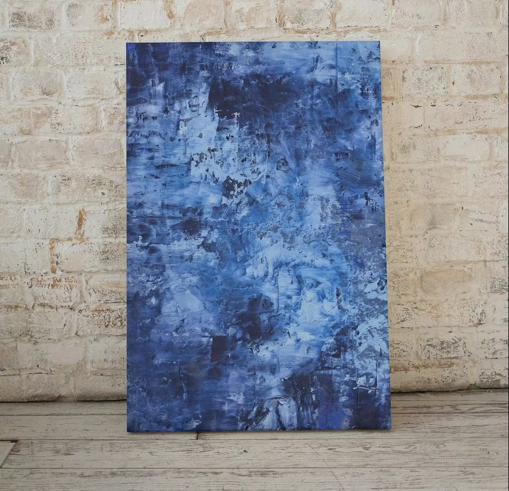 Blue Modern Wall Texture Abstract Digital Painting. Minimalist Decor. Instant Download Blue Texture Art. Printable Cracked Paint Wall Art – Printable Wall Art