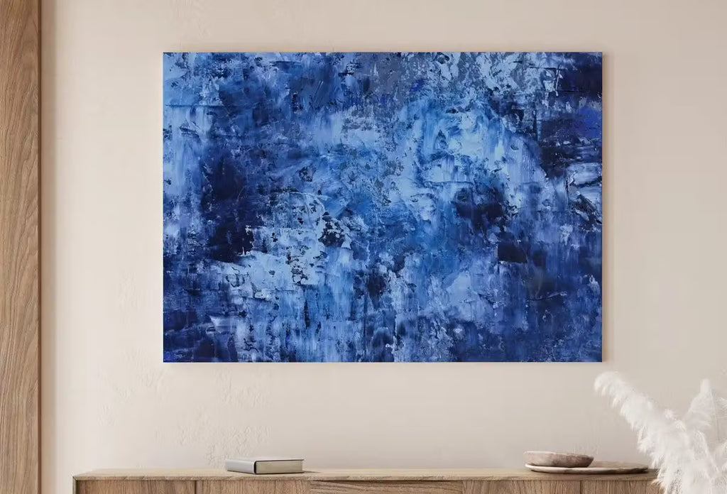 Blue Modern Wall Texture Abstract Digital Painting. Minimalist Decor. Instant Download Blue Texture Art. Printable Cracked Paint Wall Art – Printable Wall Art