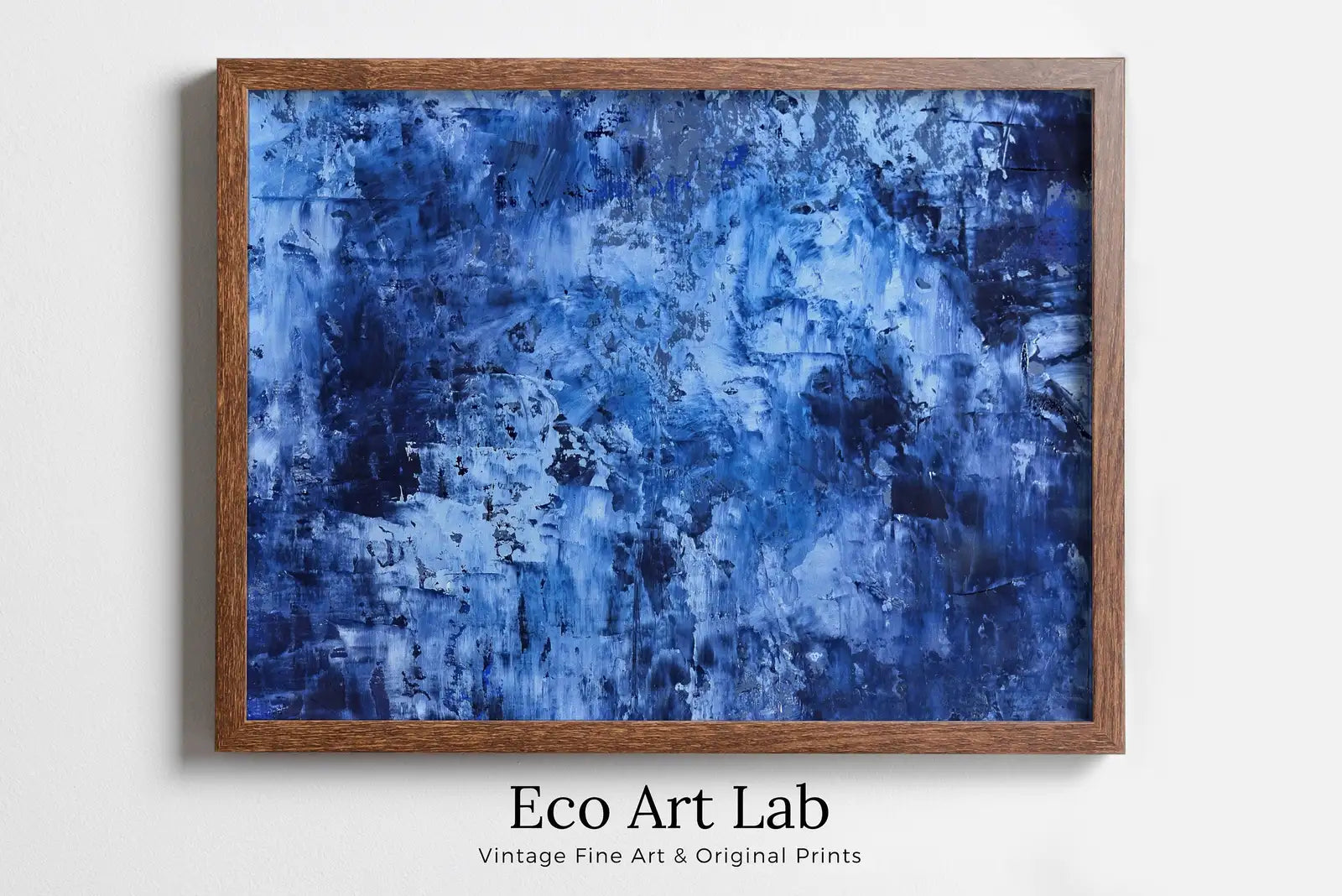 Framed view of Blue Modern Wall Texture Abstract Digital Painting. Minimalist Decor. Instant Download Blue Texture Art. Printable Cracked Paint Wall Art – printable wall art digital download.