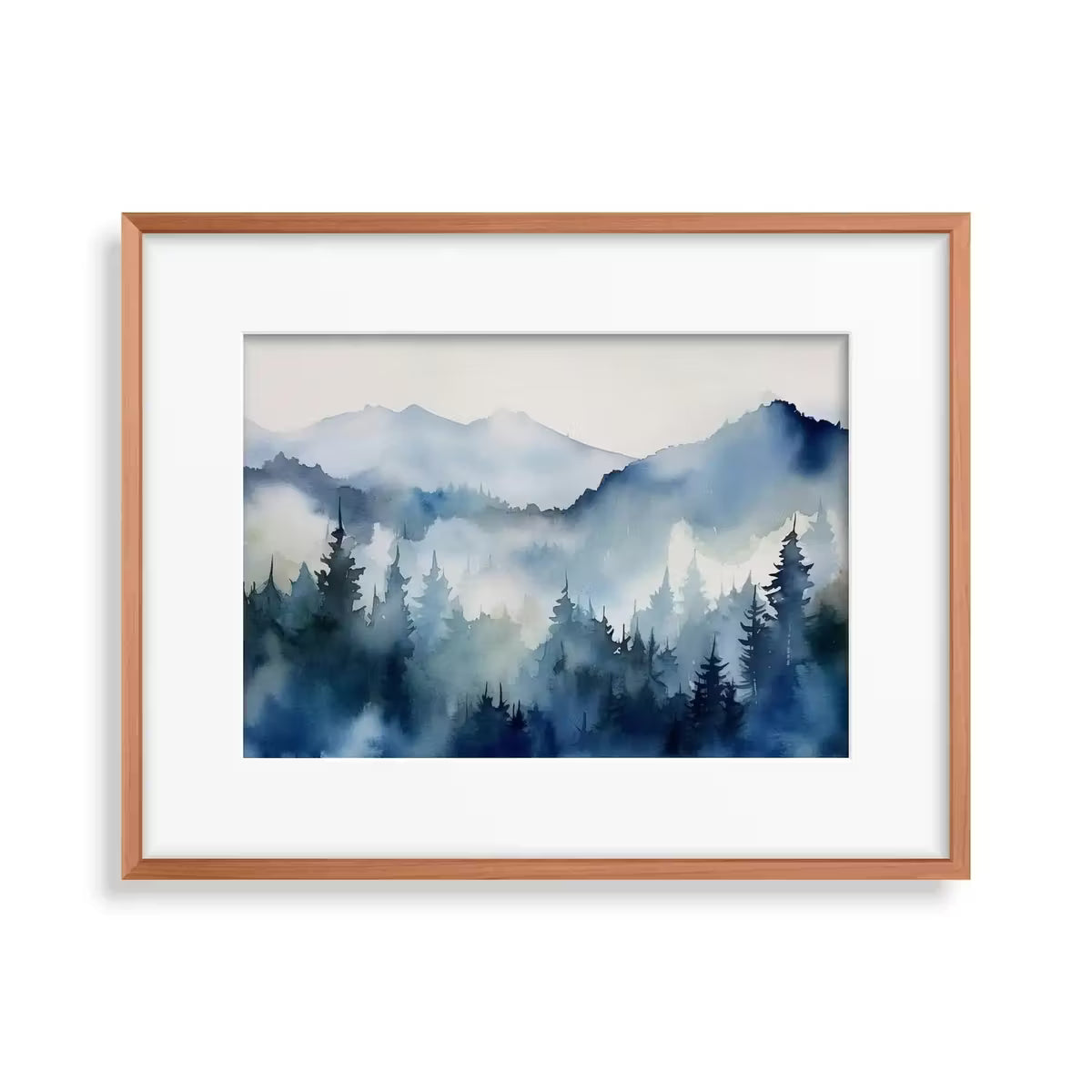 Blue Mountain Forest Art. Watercolor Forest Landscape Printable. Forest Trees Painting Print. Printable Wall Art. Digital Art. Nature Decor. – Printable Wall Art