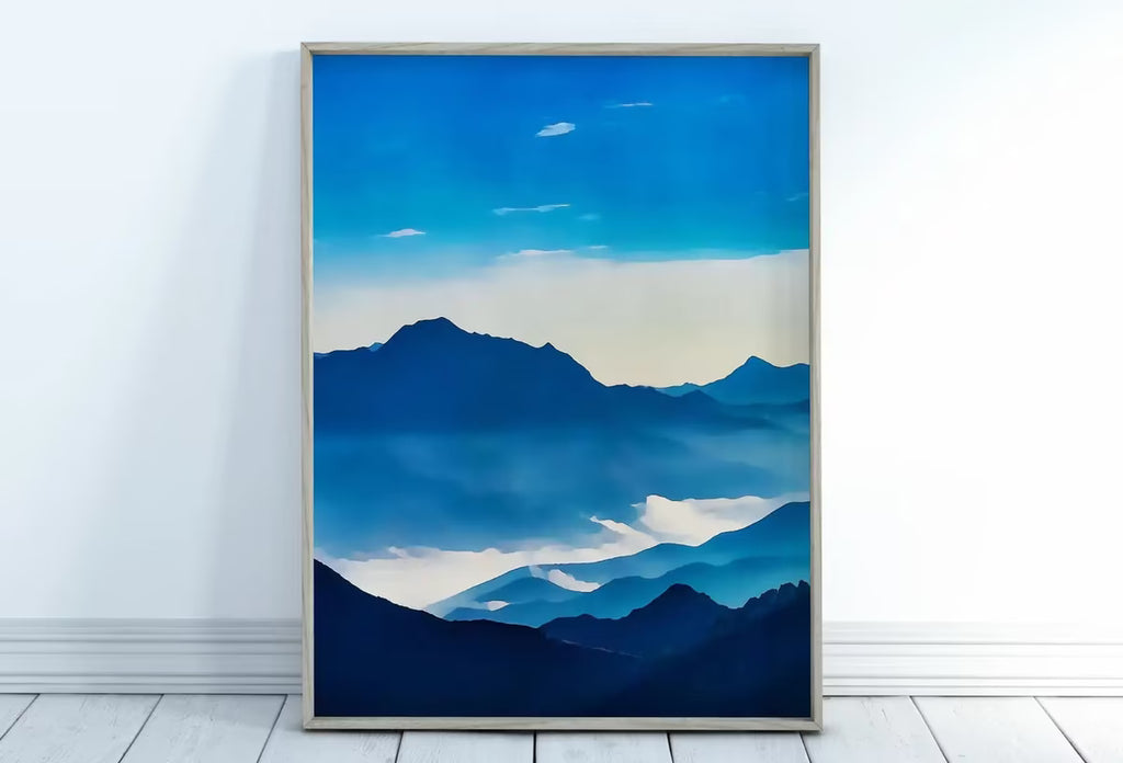 Blue Mountains Abstract Landscape Wall Art Print. Blue Nature Digital Art Print. Instant Download Printable Wall Art. Abstract Landscape – Printable Wall Art