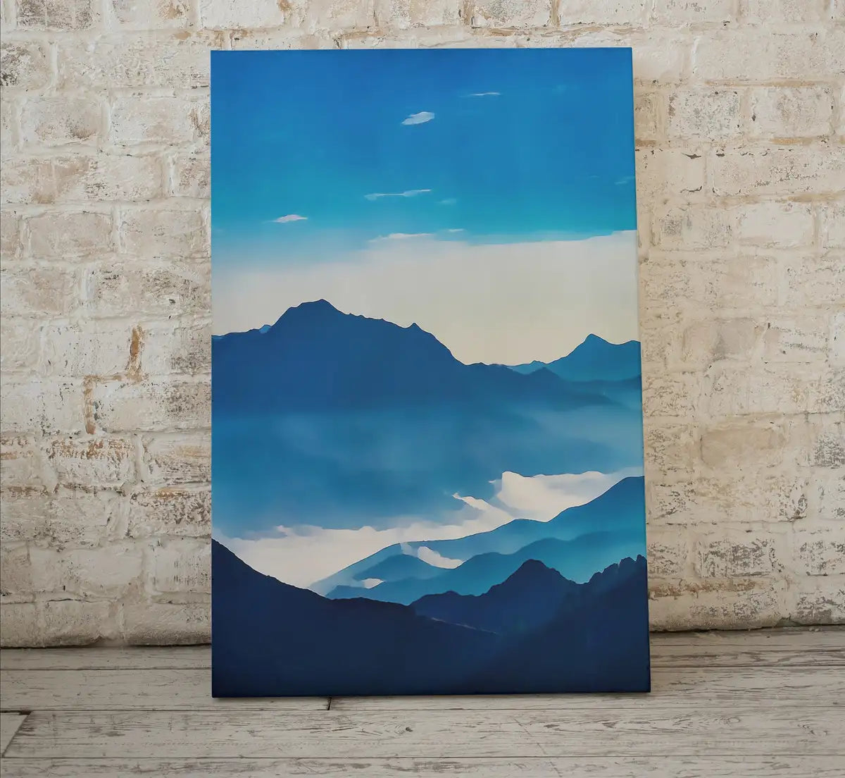 Detail view of artwork from Blue Mountains Abstract Landscape Wall Art Print. Blue Nature Digital Art Print. Instant Download Printable Wall Art. Abstract Landscape. (variation 2)
