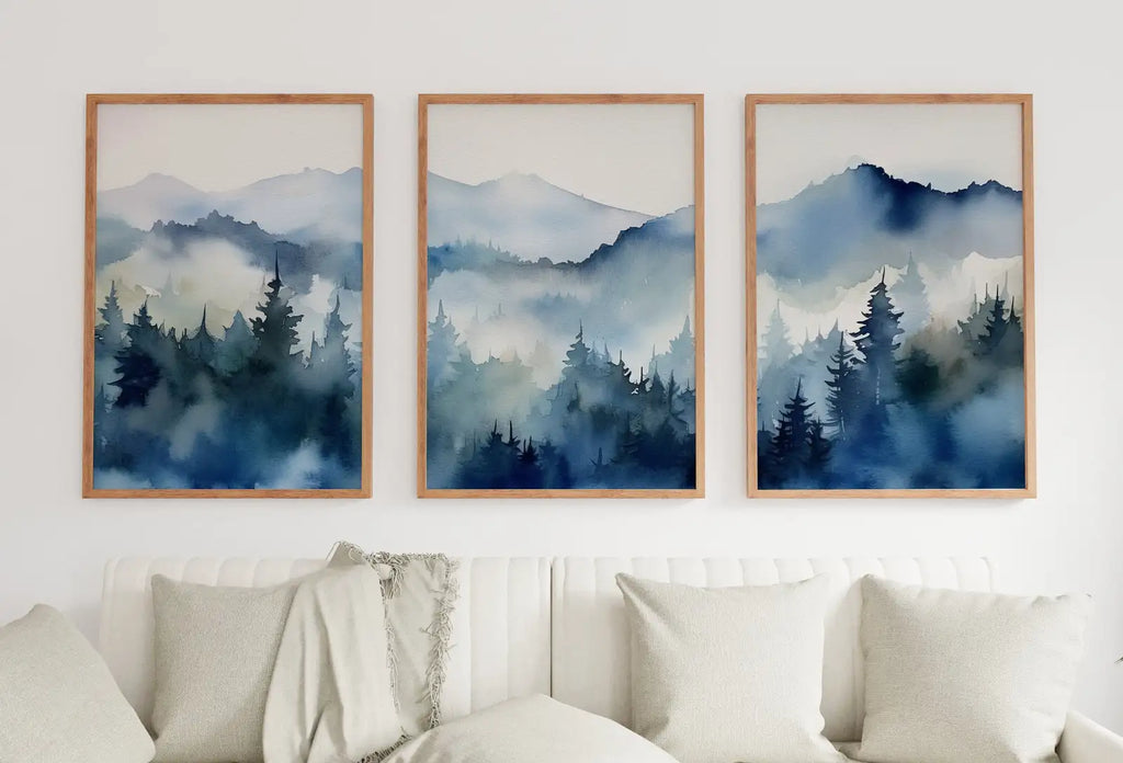 Blue Mountains Wall Art | Abstract Mountain Print Set | 3 Piece Wall Art | Landscape Print Set | Modern Home Decor | Gallery Wall Set – Printable Wall Art Set (Digital Download) – Digital Download