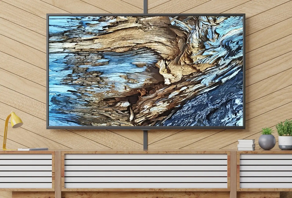 Écorce d’arbre bleue abstraite. Art pour le Samsung Frame TV. Téléchargement numérique pour le Samsung Frame. Art abstrait inspiré de la nature.