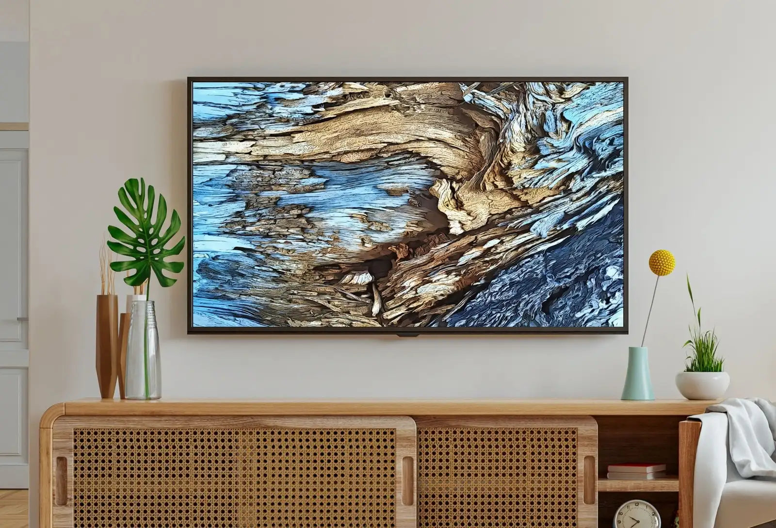 Écorce d’arbre bleue abstraite. Art pour le Samsung Frame TV. Téléchargement numérique pour le Samsung Frame. Art abstrait inspiré de la nature.