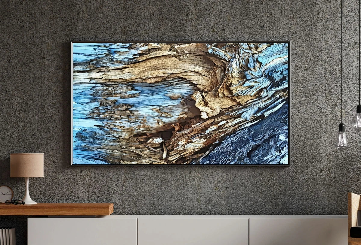 Écorce d’arbre bleue abstraite. Art pour le Samsung Frame TV. Téléchargement numérique pour le Samsung Frame. Art abstrait inspiré de la nature.