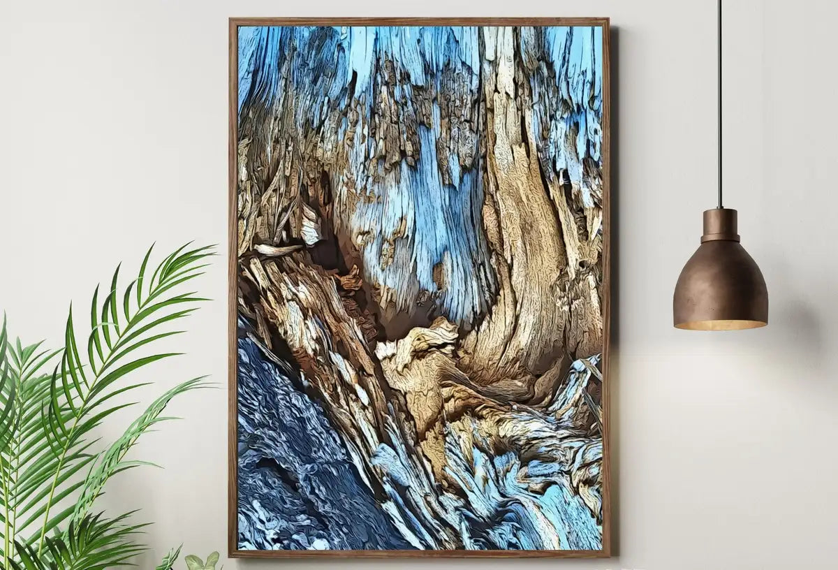 Detail view of artwork from Blue Tree Bark Abstract Wall Art Digital Print. Abstract Print Instant Download Printable Wall Art Poster, Pastel Colorful Wall Decor. (variation 2)