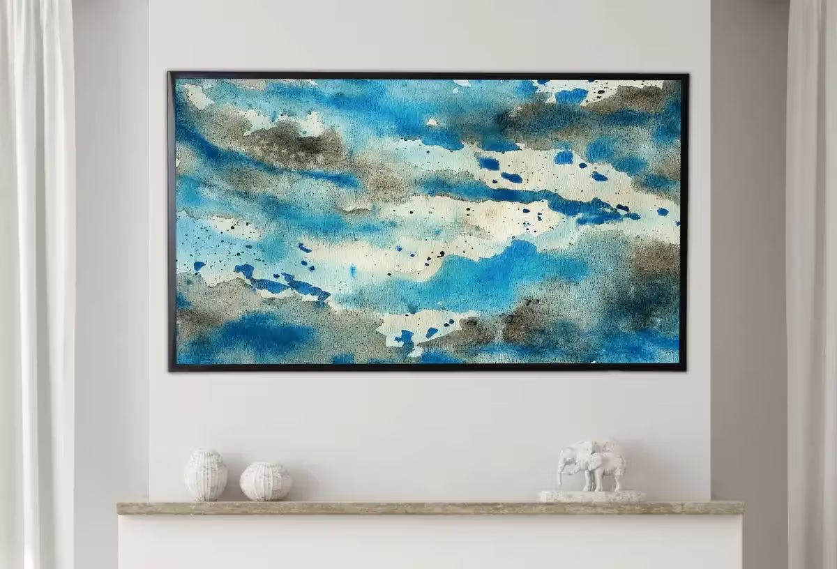 Blue Watercolor Abstract Painting Frame TV Art. , Digital Art for TV, Colorful Wall Art, Abstract Artwork for The Frame TV – Frame TV  Art