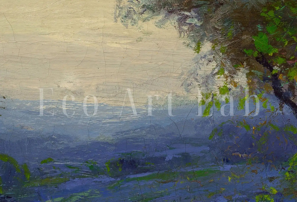 Second included artwork preview from Bluebonnets in Spring. Printable Spring Meadow Landscape Painting. Vintage Landscape Print Texas Bluebonnets Painting. Flower Field featuring various scenes.