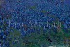 Detail view of artwork from Bluebonnets in Spring. Printable Spring Meadow Landscape Painting. Vintage Landscape Print Texas Bluebonnets Painting. Flower Field. (variation 2)