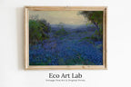 Bluebonnets in Spring. Printable Spring Meadow Landscape Painting. Vintage Landscape Print Texas Bluebonnets Painting. Flower Field – Printable Wall Art