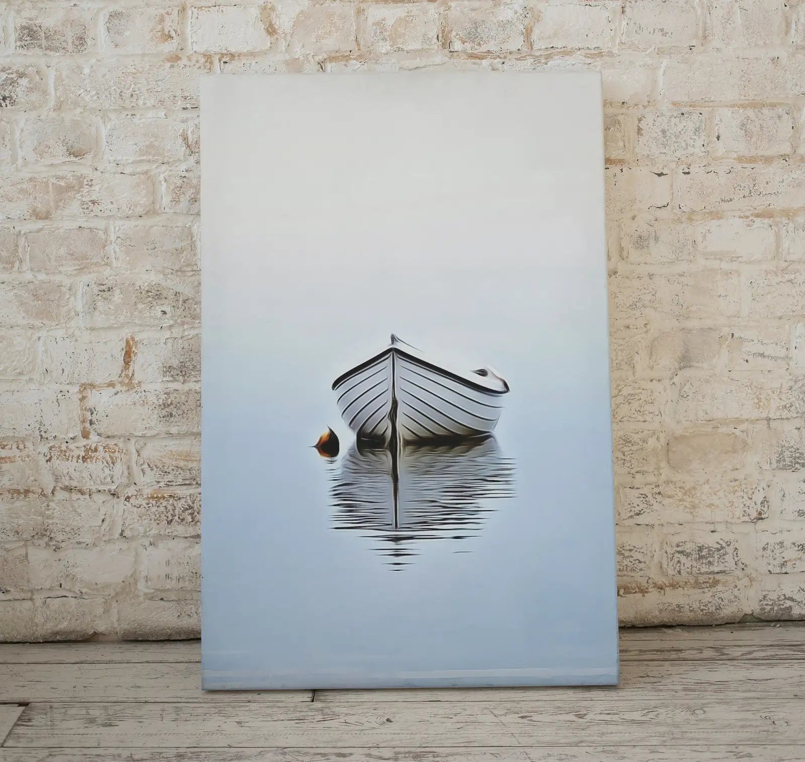 Detail view of artwork from Boat At Sea Print. Nautical Wall Decor. Printable Vertical Wall Art Print. Digital Print, Minimalist Downloadable Boat Wall Art, Boat Print. (variation 1)