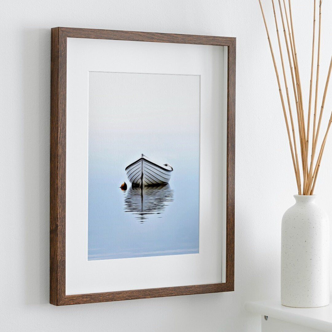 Detail view of artwork from Boat At Sea Print. Nautical Wall Decor. Printable Vertical Wall Art Print. Digital Print, Minimalist Downloadable Boat Wall Art, Boat Print. (variation 2)