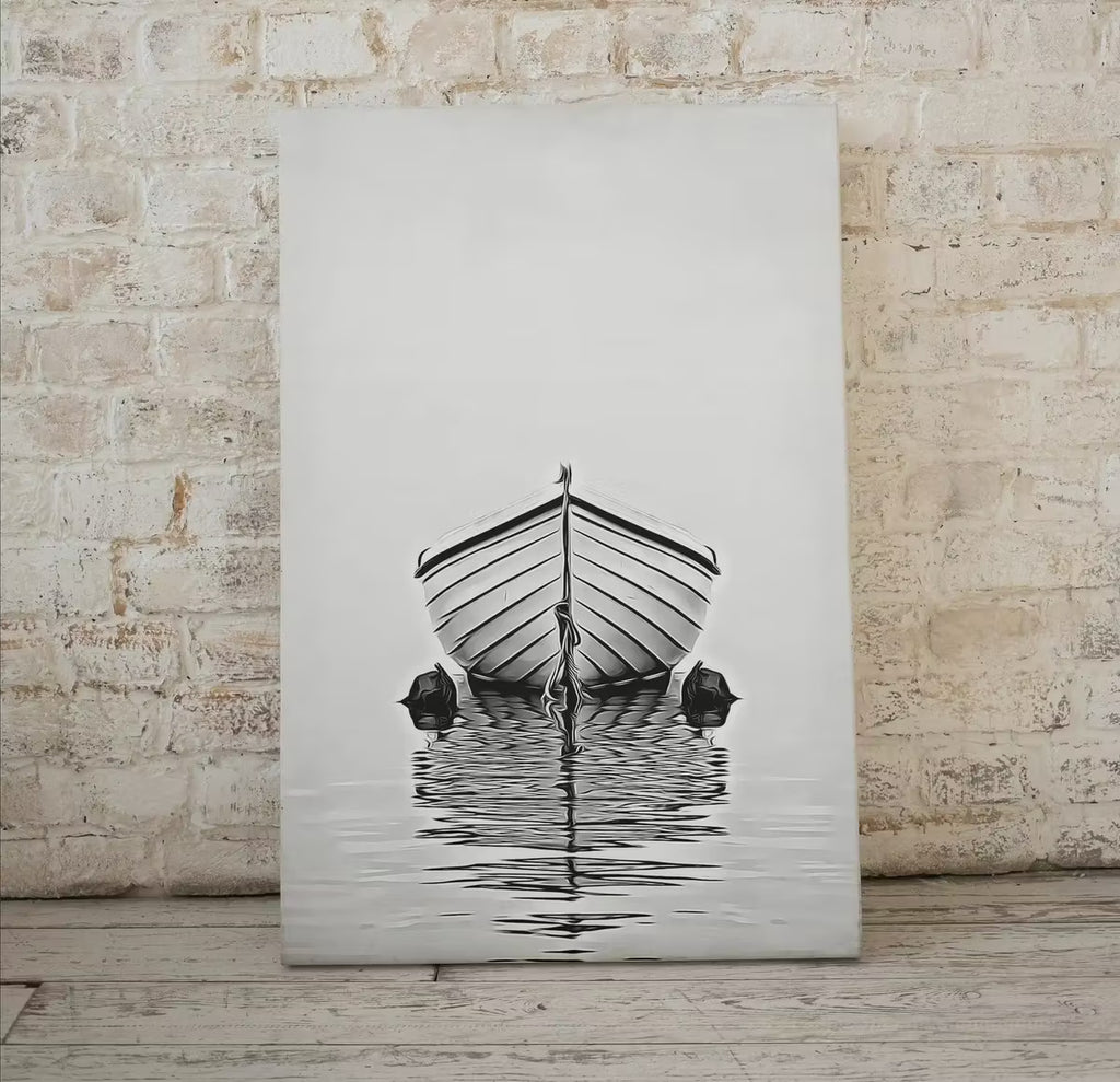 Boat At Sea Print Nautical Wall Decor. Printable Wall Art. Digital Print. Black and White Print. Minimalist Wall Art. Vertical Boat Poster – Printable Wall Art