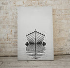 Detail view of artwork from Boat At Sea Print Nautical Wall Decor. Printable Wall Art. Digital Print. Black and White Print. Minimalist Wall Art. Vertical Boat Poster. (variation 1)