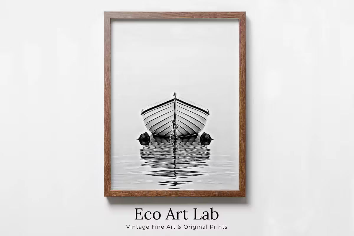 Boat At Sea Print Nautical Wall Decor. Printable Wall Art. Digital Print. Black and White Print. Minimalist Wall Art. Vertical Boat Poster – Printable Wall Art