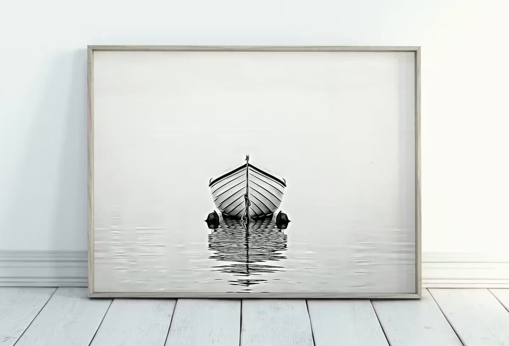 Boat At Sea Print, Nautical Wall Decor, Printable Wall Art Prints, Digital Print, Black and White Print Minimalist Wall Art, Boat Print. Zen – Printable Wall Art