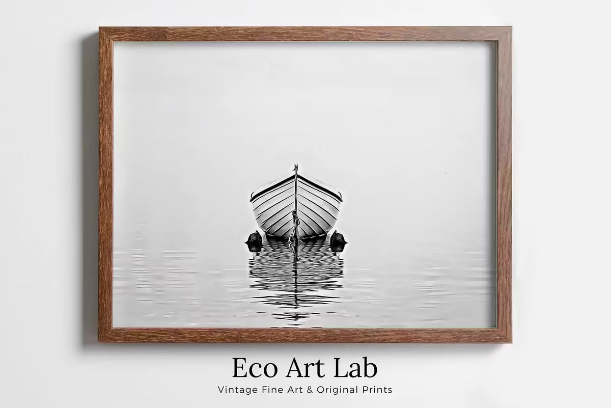 Boat At Sea Print, Nautical Wall Decor, Printable Wall Art Prints, Digital Print, Black and White Print Minimalist Wall Art, Boat Print. Zen – Printable Wall Art