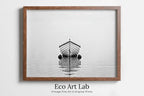 Framed view of Boat At Sea Print, Nautical Wall Decor, Printable Wall Art Prints, Digital Print, Black and White Print Minimalist Wall Art, Boat Print. Zen – printable wall art digital download.