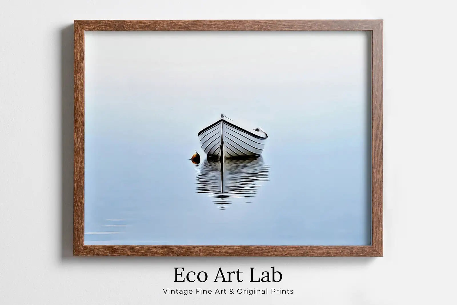 Framed view of Boat At Sea Print, Nautical Wall Decor. Printable Wall Art Prints, Digital Print, Minimalist Downloadable Boat Wall Art, Boat Print – printable wall art digital download.