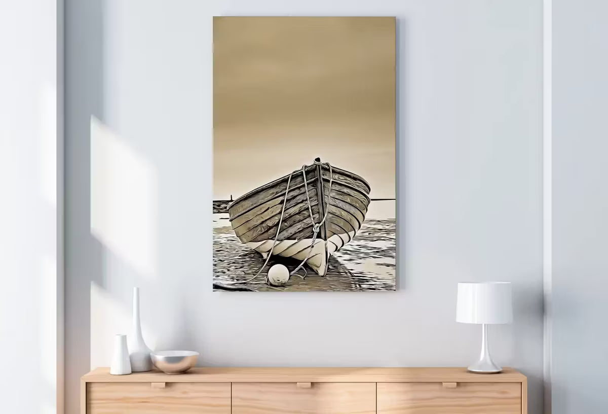 Boat on the Shore Print, Nautical Wall Decor, Printable Wall Art Prints, Instant Download Neutral Wall Art. Boat Print Coastal Wall Art – Printable Wall Art