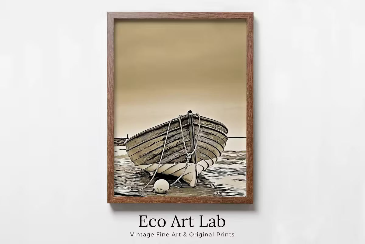 Boat on the Shore Print, Nautical Wall Decor, Printable Wall Art Prints, Instant Download Neutral Wall Art. Boat Print Coastal Wall Art – Printable Wall Art